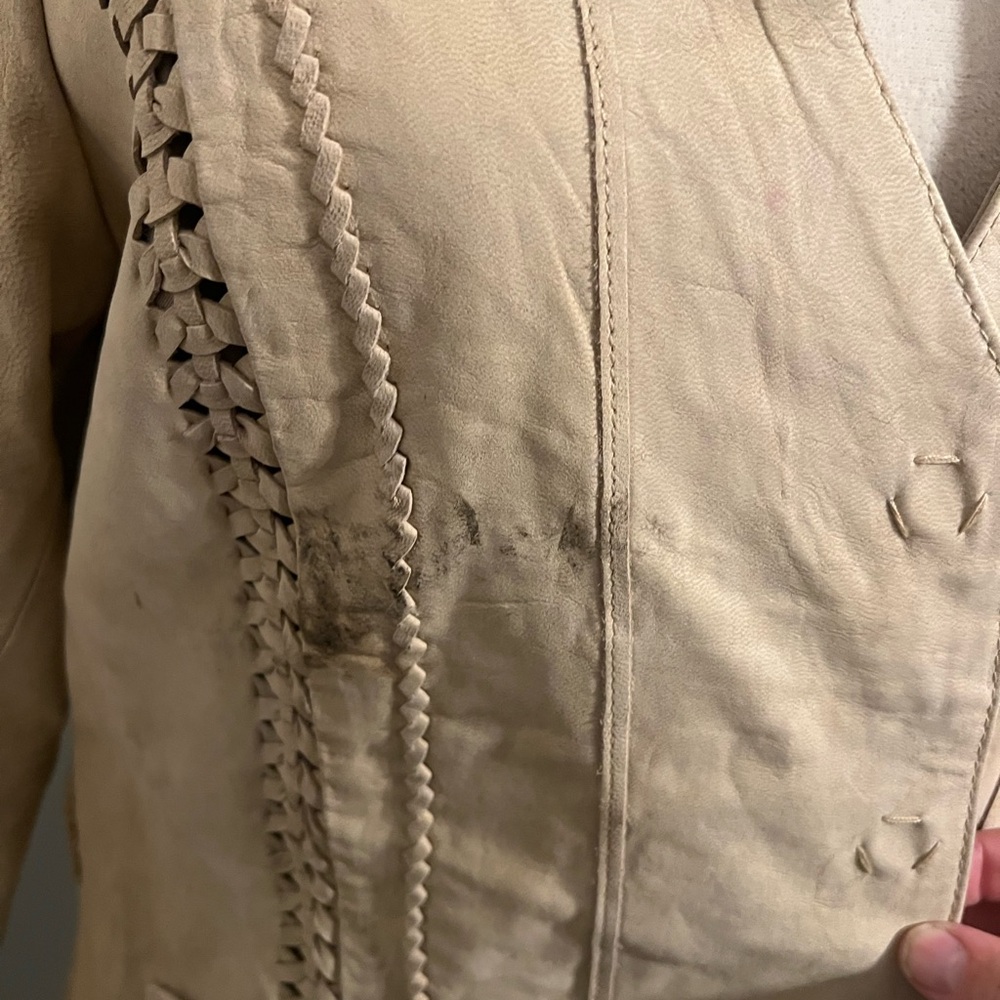 Coldwater Creek Beige Leather Jacket with Fringe - Picture 5 of 6